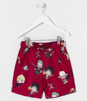 Bermuda de Banho Infantil com Estampa One piece - Tam 5 a 14 Anos