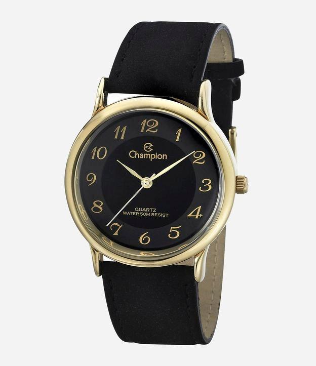 Kit Relógio Feminino Champion Analógico com Caixa em Metal Dourado e Pulseira em Couro - 1
