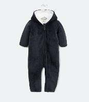 Macacão Infantil em Plush Forro Peludinho e Capuz com Orelhinhas - Tam RN a 18 meses - 1