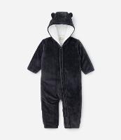 Macacão Infantil em Plush Forro Peludinho e Capuz com Orelhinhas - Tam RN a 18 meses - 3