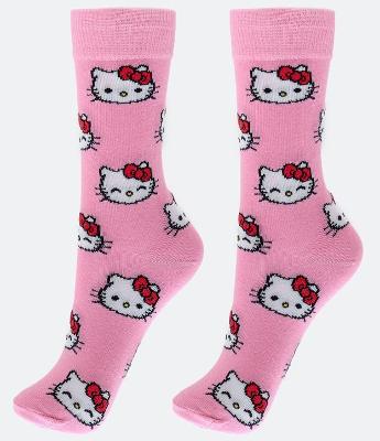 Meia Cano Alto em Algodão com Estampa Hello Kitty