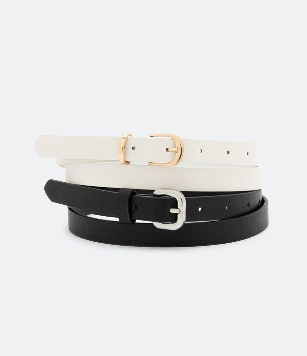 Kit 02 Cintos Finos com Fivela Metálicas - 1