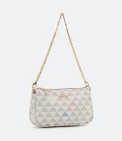 Bolsa Pequena Transversal com Estampa de Triângulos - 2