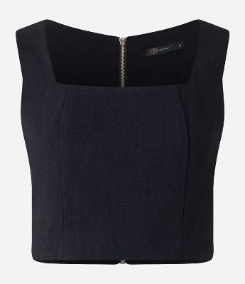Blusa Cropped Sem Manga em Crepe com Coração no Puxador do Zíper