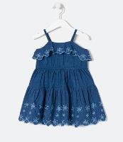 Vestido Infantil com Babado e Bordado - Tam 1 a 5 Anos - 1