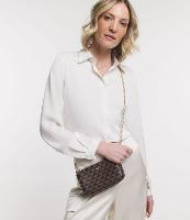 Bolsa Transversal em PU com Estampa Triângulo e Alças em Corrente - 1