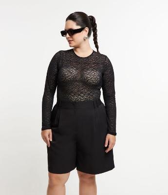 Body Manga Longa em Laise Animal Print Curve & Plus Size