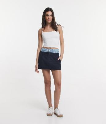 Saia Jeans com Cós Duplo Interno