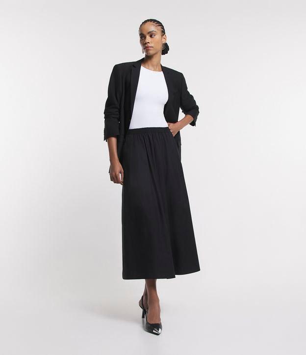 Saia Midi Godê em Algodão com Bolsos - 1