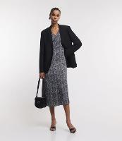 Vestido Midi em Tecido Acetinado com Estampa Abstrata - 1