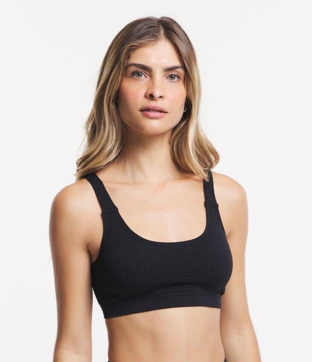 Sutiã Top Sem Bojo e Sem Costura com Textura Canelada - 1