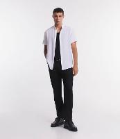 Calça Slim Cropped em Sarja com Bolsos - 1