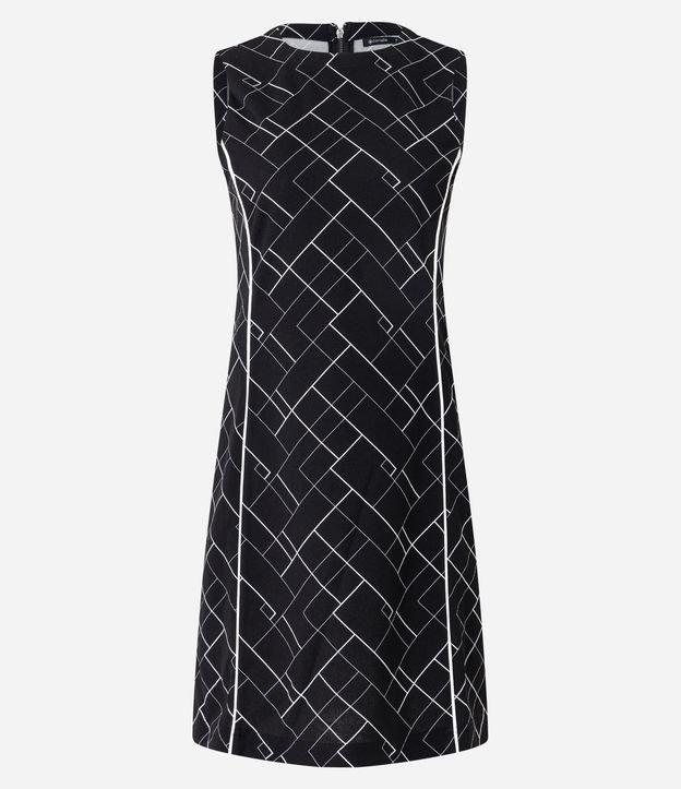 Vestido Curto em Crepe com Estampa Geométrica - 1