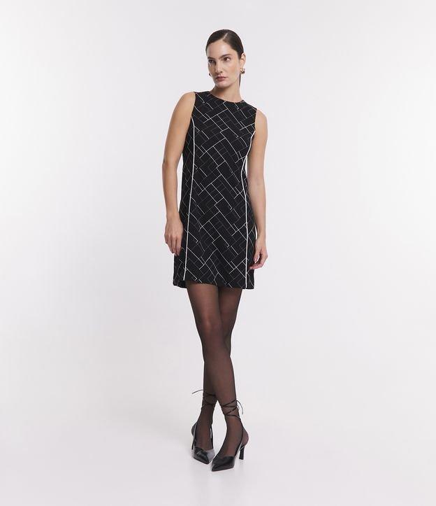 Vestido Curto em Crepe com Estampa Geométrica - 2