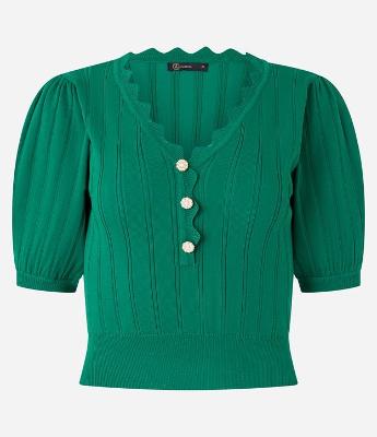 Blusa Manga Bufante em Viscose com Babados no Decote