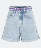 Short Mom Jeans Cintura Alta com Cordão na Cintura e Barra Dobrada - 2