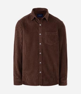 Camisa em Veludo com Bolso no Peito e Abotoamento