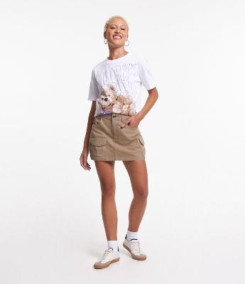 Saia Curta em Jeans com Bolsos Cargo