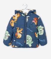 Jaqueta Puffer Infantil com Estampa Jurassic Bany com Forro em Sherpa - Tam 2 a 5 Anos - 1