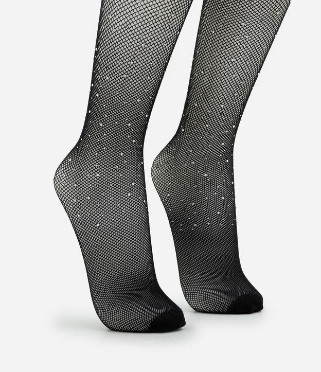 Meia Calça Arrastão com Detalhe em Strass - 2