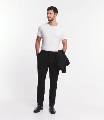 Calça Slim em Viscose com Cós Elástico