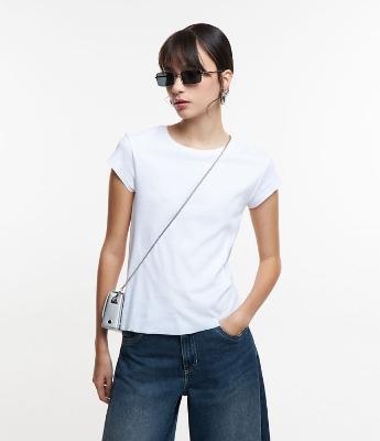Blusa Manga Curta em Ribana com Corte a Fio