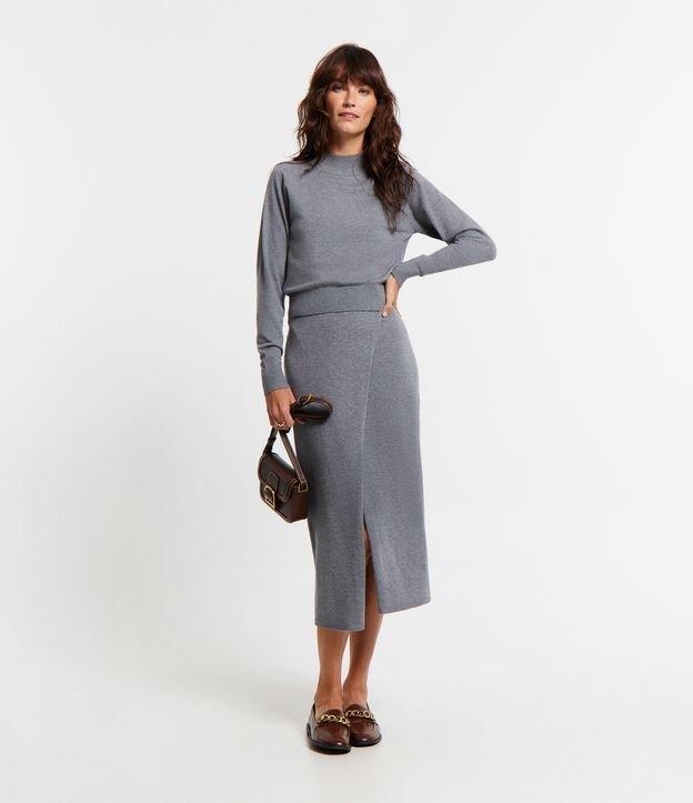 Saia Midi em Tricô com Transpasse Frontal - 1