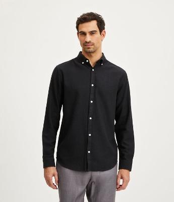Camisa Regular com Textura e Manga Longa
