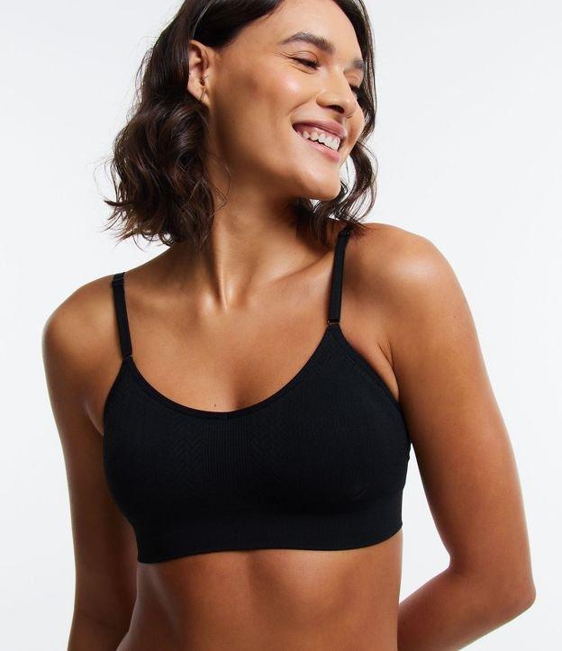 Sutiã Alongado com Bojo em Microfibra Texturizado DelRio - 1