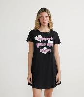 Camisola Manga Curta em Algodão com Estampa Support Your Own Heart - 1