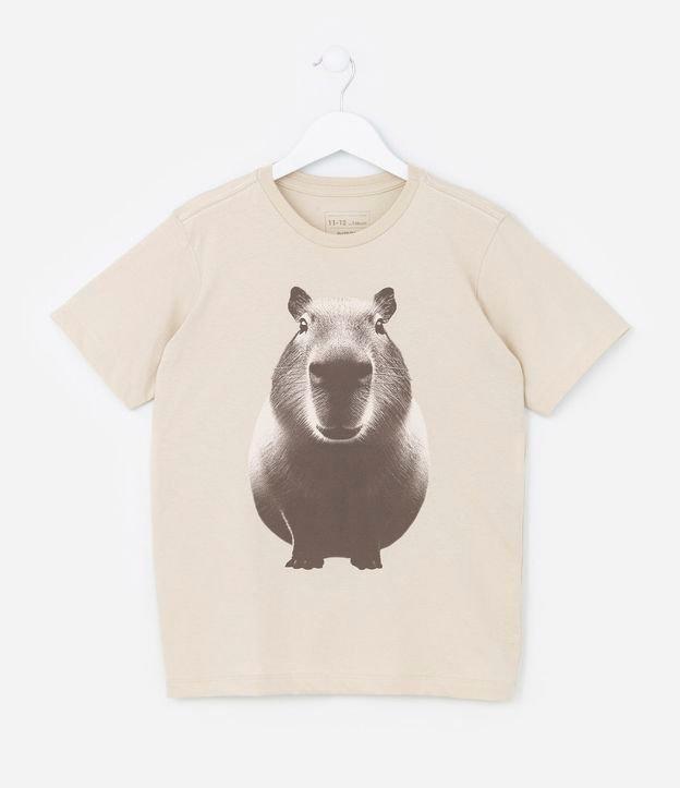 Camiseta Infantil com Estampa Frontal de Capivara - Tam 5 a 14 anos - 1