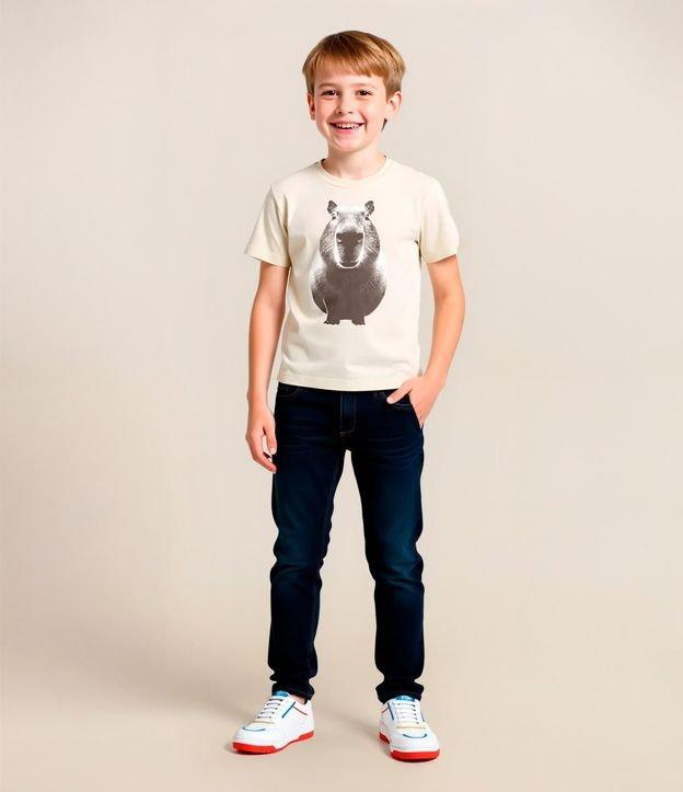 Camiseta Infantil com Estampa Frontal de Capivara - Tam 5 a 14 anos - 2