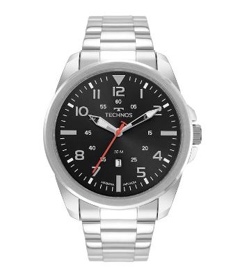 Kit Relógio Technos com Pulseira em Aço e caixa em Aço Prata 2115MYS/K1P