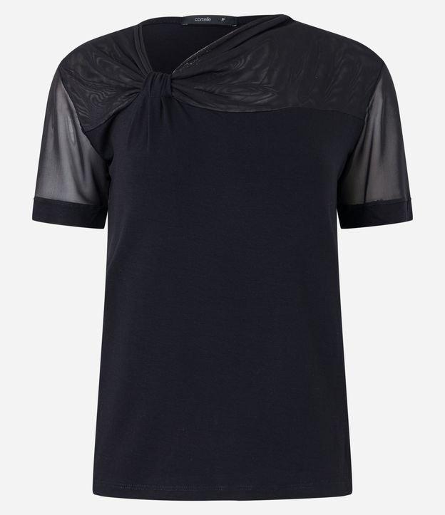 Blusa em Viscose com Detalhe em Tule Franzido - 1