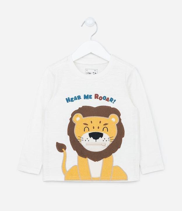 Camiseta Infantil com Estampa Interativa de Leão - Tam 1 a 5 anos - 1