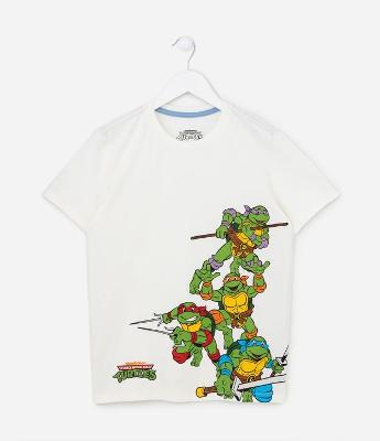 Camiseta Infantil com Estampa das Tartarugas Ninja - Tam 4 a 12 anos