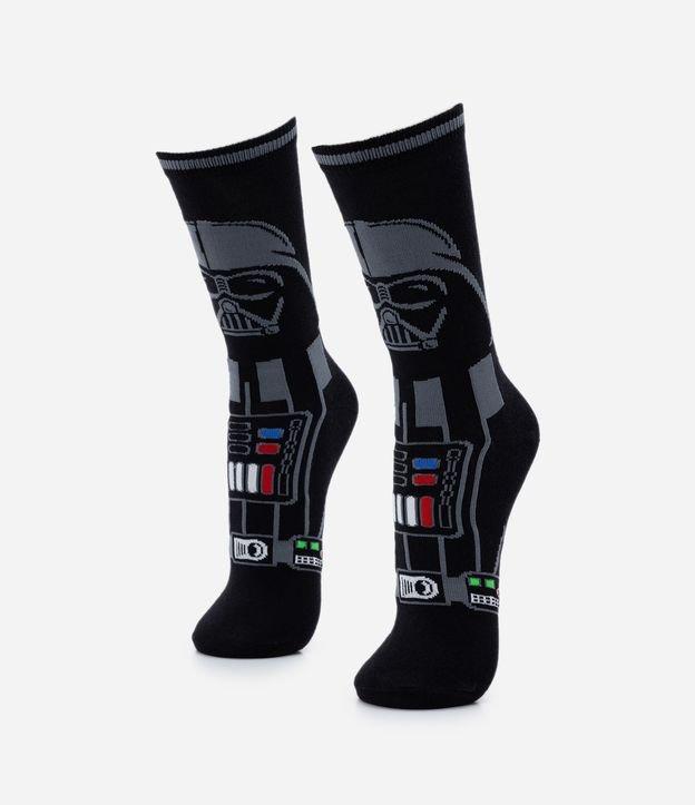 Meia Cano Longo em Algodão Estampa Darth Vader - 1