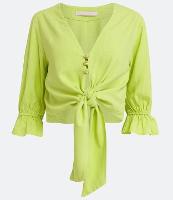 Blusa em Viscolinho com Abotoamento e Amarração Frontal - 2