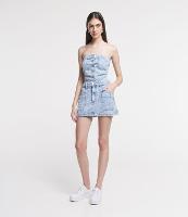 Saia Jeans com Bolso Grande Lateral e Recortes - 1