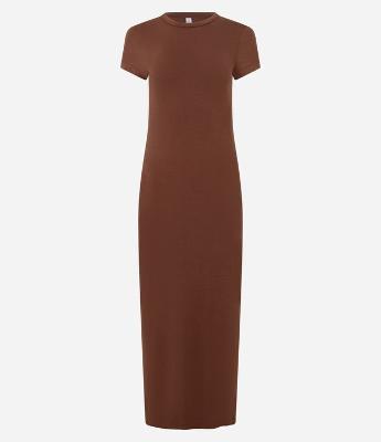 Vestido Longo em Algodão com Manga Curta