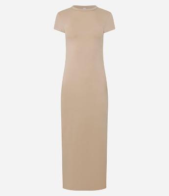 Vestido Longo em Algodão com Manga Curta