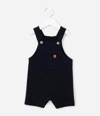 Jardineira Infantil Texturizada com Bolsinho - Tam 0 a 18 meses