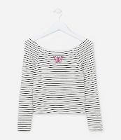 Blusa Infantil Canelada com Bordado Borboleta - Tam 5 A 14 Anos - 1