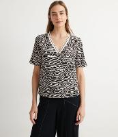Blusa Manga Curta em Poiliéster com Estampa Animal Print Zebra - 1