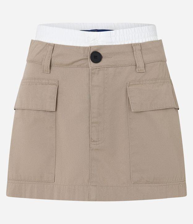 Saia Curta em Sarja com Cós Constrastante em Tricoline - 2