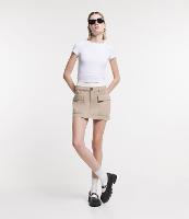 Saia Curta em Sarja com Cós Constrastante em Tricoline - 1