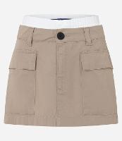 Saia Curta em Sarja com Cós Constrastante em Tricoline - 2