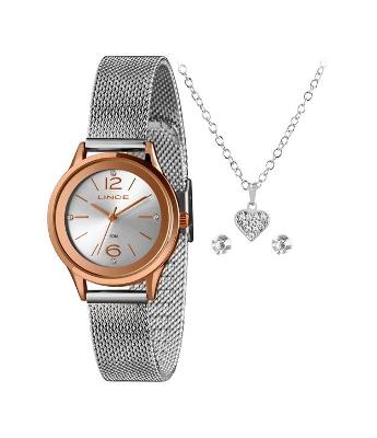 Kit Relógio Lince Analógico com Pulseira e Caixa em Metal LRTH182L30 K03WS2SX