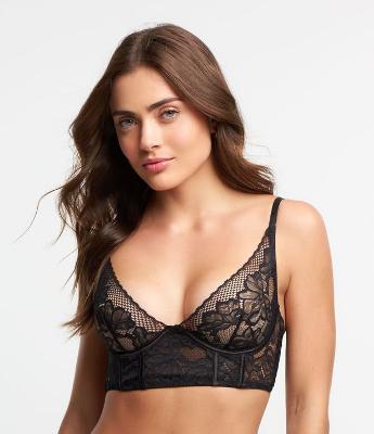 Sutiã Alongado sem Bojo em Renda Floral