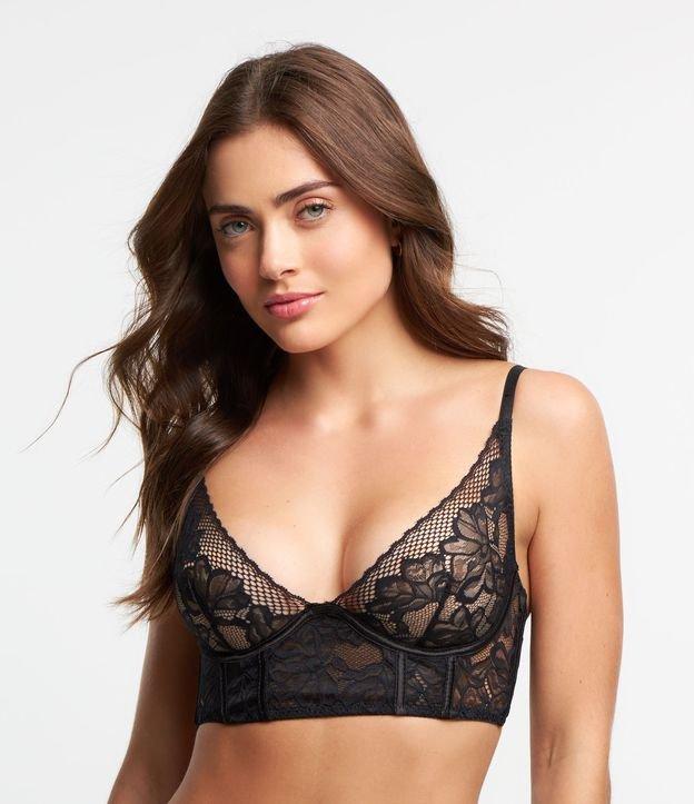 Sutiã Alongado sem Bojo em Renda Floral - 1